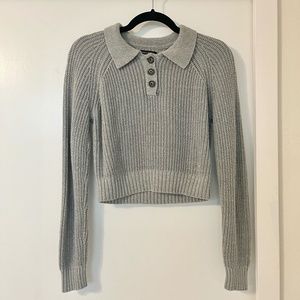 Cropped Gray Knit Sweater